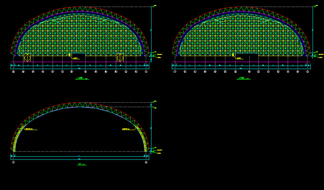 普兰店跨度110米，拱高35_7米煤棚网架